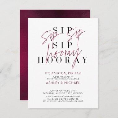 Sip Sip Hooray Virtual Wine Wedding Shower Party Invitations