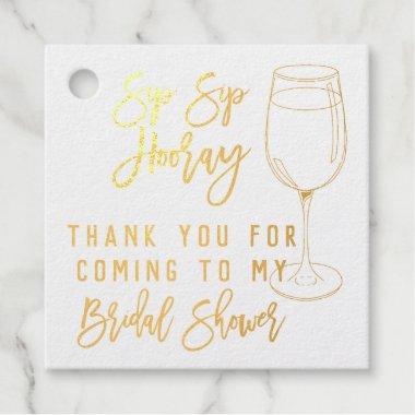 Sip Sip Hooray Watercolor Wine Gold  Foil Favor Tags