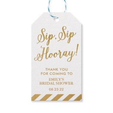 Sip Sip Hooray White and Gold  Wine Gift Tags