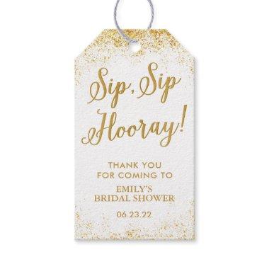 Sip Sip Hooray White and Gold  Wine Gift Tags