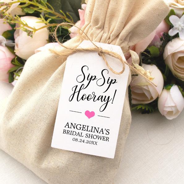 SIP SIP HOORAY Wine Bridal Shower Heart Thank You Gift Tags