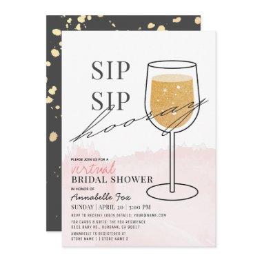 Sip Sip Hooray Wine Glass Virtual Bridal Shower Invitations