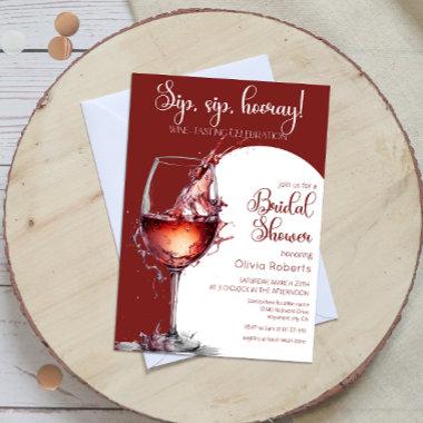 Sip, sip, hooray Wine Tasting Bridal Shower Invitations
