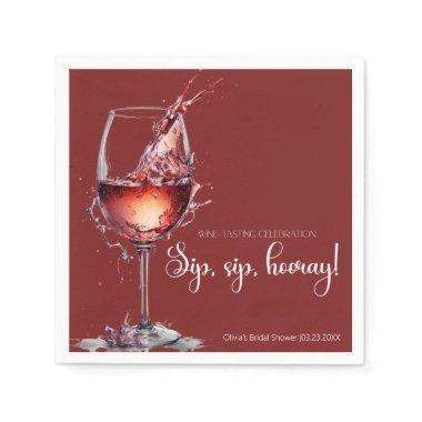 Sip, sip, hooray Wine Tasting Bridal Shower Napkins