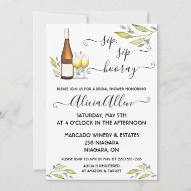 Sip, Sip, Hooray! Wine themed Bridal Shower Invitations
