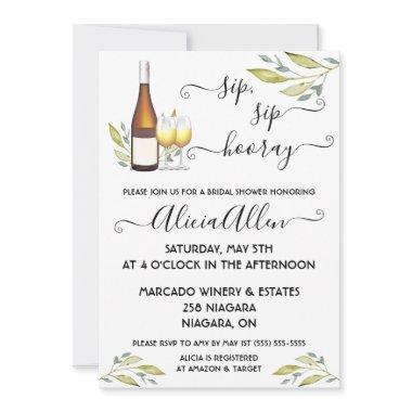 Sip, Sip, Hooray! Wine themed Bridal Shower Invitations