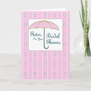 Sister, Bridal Shower Pink Umbrella Thank You Invitations