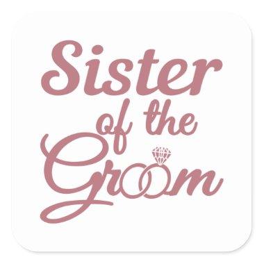 Sister Of The Groom Wedding Family Matching Square Sticker