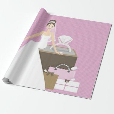 sitting bride bridal shower wrapping paper