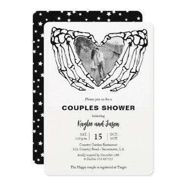 Skeleton Hands Fall Couples Shower with Photo Invitations