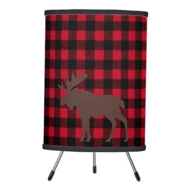 Ski Lodge Moose Plaid Cabin Winter Holiday Party Tripod Lamp