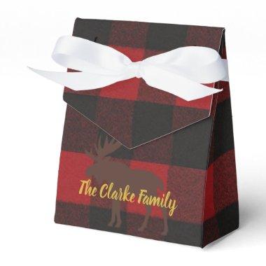 Ski Lodge Moose Plaid Holiday Reception Party Favor Boxes