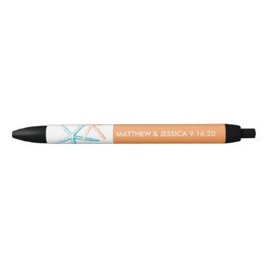 Skinny Starfish | Caribbean Blue and Orange Black Ink Pen