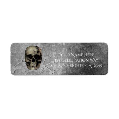 Skull & a pile of Bones Halloween Gothic Party Label