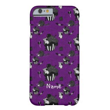 Skull Cupcakes Purple Goth doodle pattern Barely There iPhone 6 Case