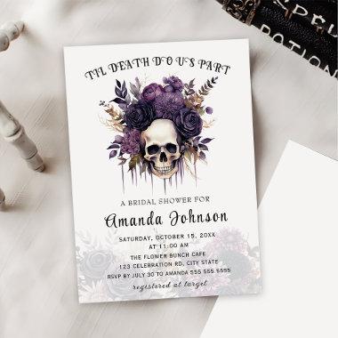 Skull Gothic Floral Halloween Bridal Shower Invitations