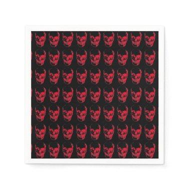 Skull Pop Art Black & Red Napkins