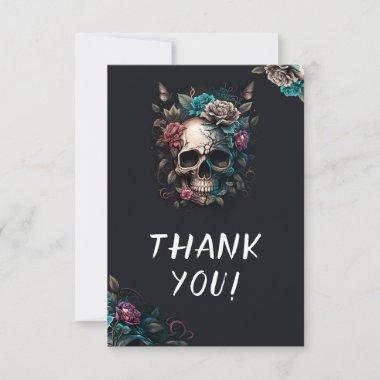 Skull Tattoo Rock and Roll Gothic Wedding Thank You Invitations