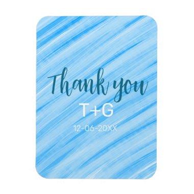 Sky blue thank you add couple name date year text magnet