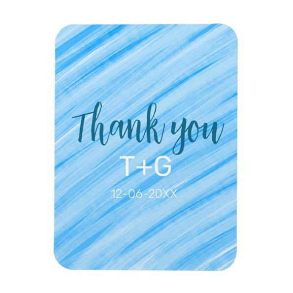 Sky blue thank you add couple name date year text magnet