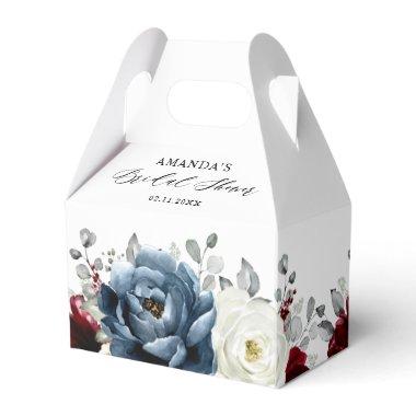 Slate Blue Burgundy White Ivory Boho Bridal Shower Favor Boxes