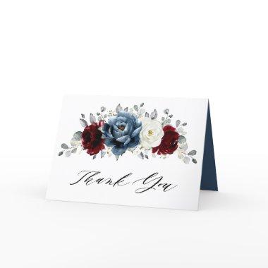 Slate Blue Burgundy White Ivory Boho Bridal Shower Thank You Invitations