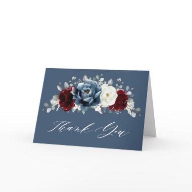 Slate Blue Burgundy White Ivory Boho Bridal Shower Thank You Invitations