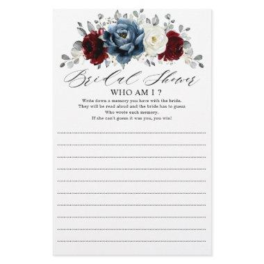 Slate Blue Burgundy White Ivory Who Am I Game