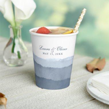 Slate Blue Ombre Watercolor Wedding | Shower Paper Paper Cups