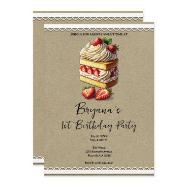 Slice of Strawberry Shortcake 1st 1 Birthday Party