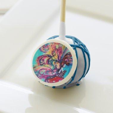 SMALL ELF OF MUSHROOMS ,pink yellow blue sparkle Cake Pops