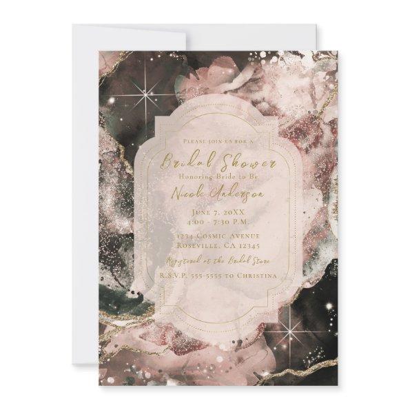 Smokey Pink Galaxy Watercolor Celestial Bridal