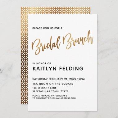 Smooth Gold Ombre Bridal Brunch Typography Invitations
