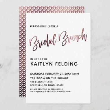 Smooth Rose Gold Ombre Bridal Brunch Typography Invitations