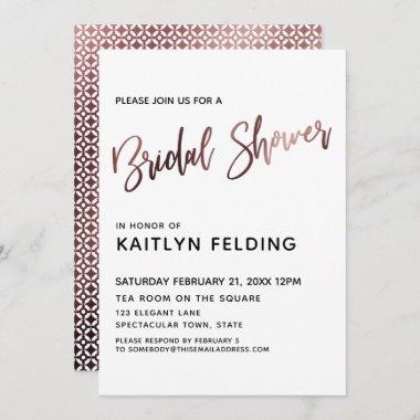 Smooth Rose Gold Ombre Bridal Shower Typography Invitations
