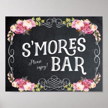 smores bar sign chalkboard floral