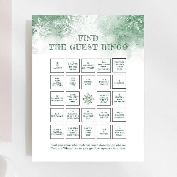 Snow in Love Bridal Game Find The Guest Bingo