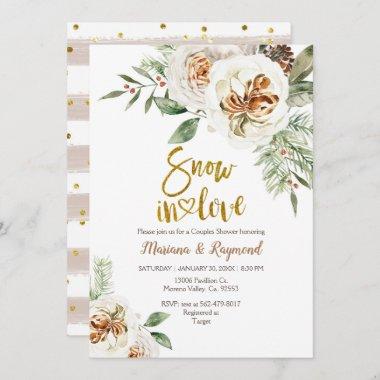Snow In Love Creamy White Floral Couples Shower Invitations