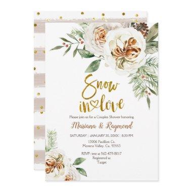 Snow In Love Creamy White Floral Couples Shower Invitations