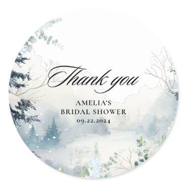 Snow in love dusty blue Winter  Classic Round Sticker