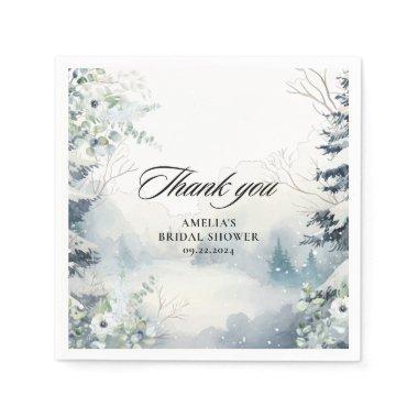 Snow in love dusty blue Winter  Napkins