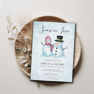 Snow in Love Funny Winter Couples Bridal Shower Invitations