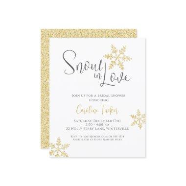 Snow in Love Gold Snowflakes  Invite