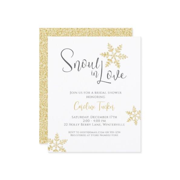 Snow in Love Gold Snowflakes  Invite