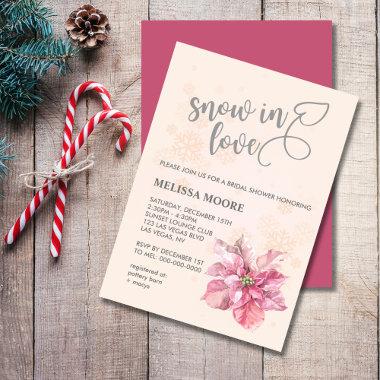 Snow in love pink snowflake pink poinsettia Invitations