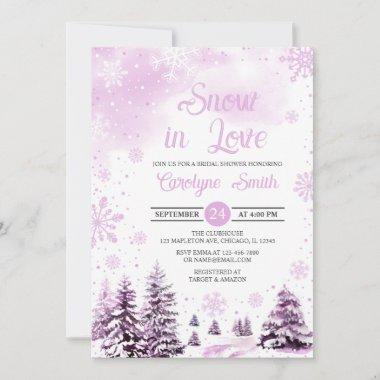 Snow in Love Pink Winter Snowflakes Bridal Shower Invitations