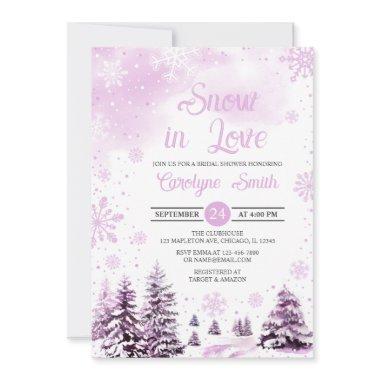 Snow in Love Pink Winter Snowflakes Bridal Shower Invitations