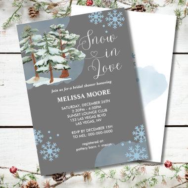 Snow in love silver gray winter forest snowflake Invitations