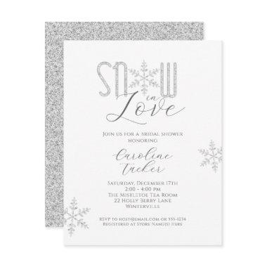 Snow in Love Silver Snowflakes Bridal Shower Invitations