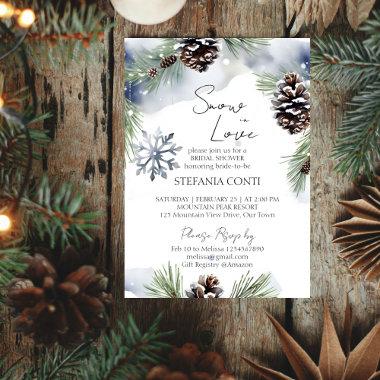 Snow in love snowy pines winter bridal shower Invitations